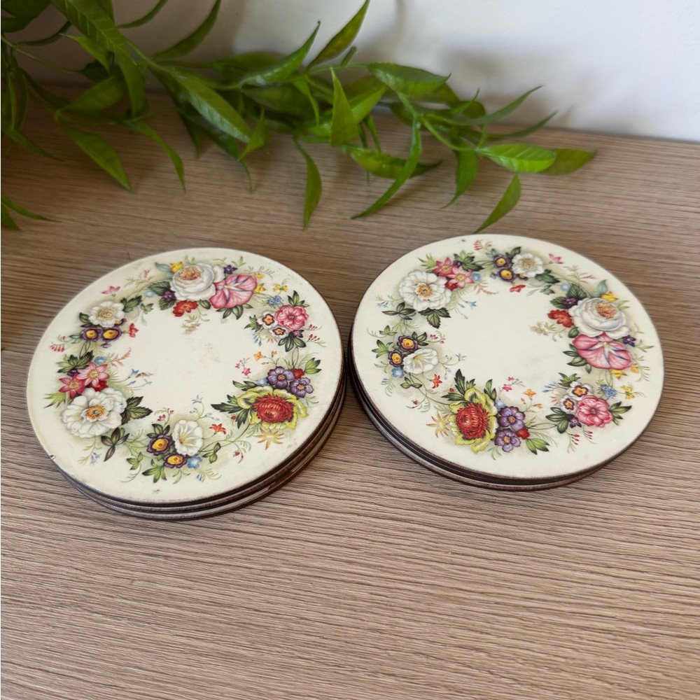 Pimpernel Floral Coasters - Cream with Multicolor Blooms